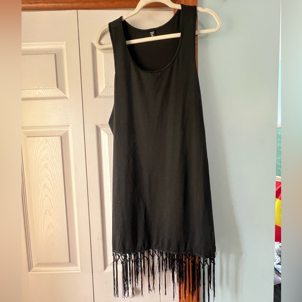 SHEIN Black Dress with Fringe Detail